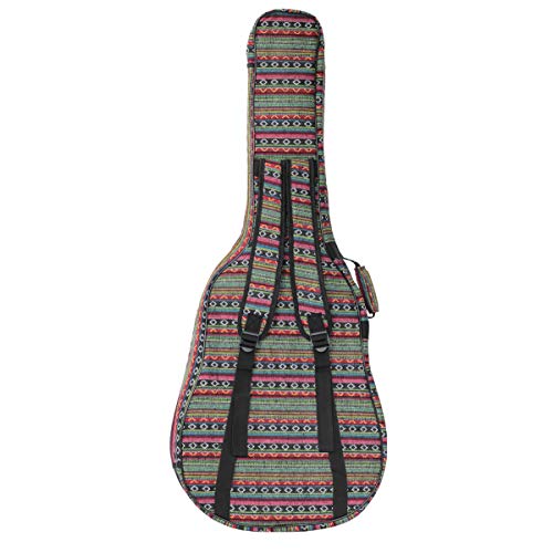 ZHRUNS Guitar Bag Bohemian Acoustic Guitar Case Soft Foam Padded 40/41 Inch Guitar Gig Gag Backpack with Neck Protector Pillow Pad,Dual Shoulder Strap&pocket (Green pattern)