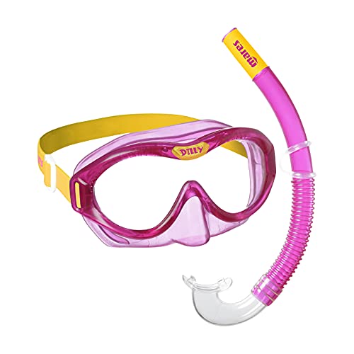 Mares Combo Dilly - Kids Snorkelling Set 4-7 yrs, Soft TPE Mask with Flexible Lens, Ergonomic Snorkel with Silicone Mouthpiece