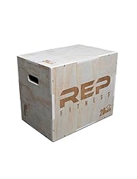 REP FITNESS 3 in 1 Wood Plyometric Box for Jump Training and Conditioning 30 24 20, 24 20 16, 20 18 16, 16 14 12 …