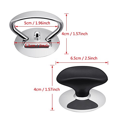 Homgaty 4 Part Universal Pan Pot Grip Lid Cover Knob Handle, Stainless Steel Kitchen Cookware Replacement Handgrip Lid Knob Cap - Thumbnail 4