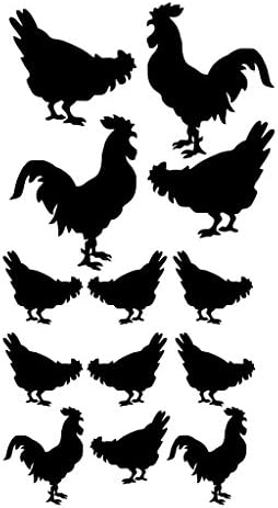 Chicken Set X 13 Wall Art Sticker - White