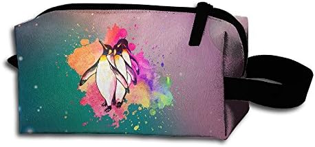 Funny Watercolor PENGUIN Travel Cosmetic Bag Portable Organizer Multifuncition Handbag