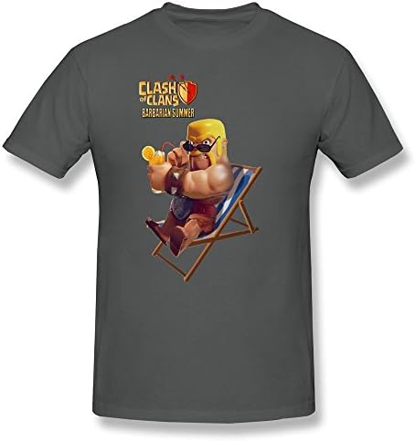 FAFA Men's Clash Clans On Vacation Cotton Round Collar T Shirt,L,DeepHeather
