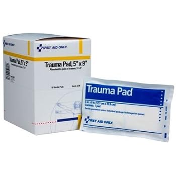 First Aid Only Trauma Pad, 5 Inch X 9 Inch, 10 Count Box