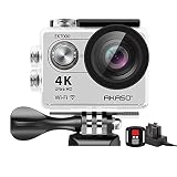 AKASO EK7000 4K WiFi Sports Action Camera Ultra HD Waterproof DV Camcorder 12MP 170 Degree Wide Angle 2 inch LCD Screen/2.4G Remote Control/2 Rechargeable Batteries/19 Mounting Kits-Silver