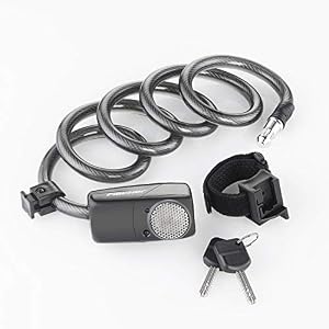 fischer Coil Cable Lock with Alarm, Black, One Size