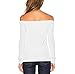 Women's Sexy Slim Fit Stretchy Off Shoulder Long Sleeve Blouse Tops Shirt White S