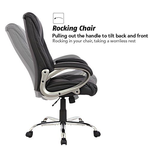 VIVA OFFICE Swivel Office Chair, Black PU Leather