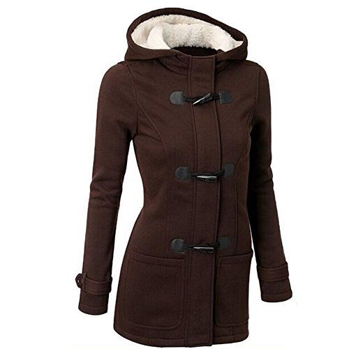 Angelliu Ladies Women Warm Winter Hoodie Coat Horn Button Sweater Plus Size Jacket Coffee Angelliu Ladies Women Warm Winter Hoodie Coat Horn Button Sweater Plus Size Jacket Coffee