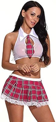 Amazon Com Gallity Plus Size Lingerie Nurse School Girl Outfit Women Sexy Lingerie Set Cosplay Student Plaid Uniform Costumes Outfit S 3xl S Hot Pink Home Kitchen