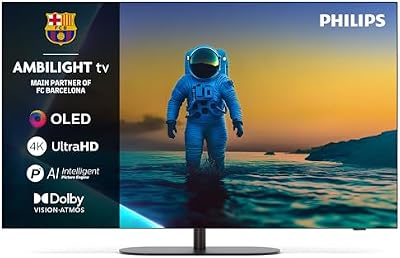 Ambilight 48OLED820 4K OLED Smart TV - Pantalla de 48 Pulgadas con P5 AI Picture, Google TV, Dolby Vision y Sonido Dolby Atmos - Funciona con Alexa y Asistente de Google