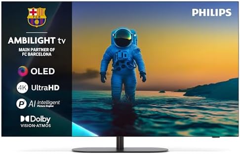 Ambilight 48OLED820 4K OLED Smart TV - Pantalla de 48 Pulgadas con P5 AI Picture, Google TV, Dolby Vision y Sonido Dolby Atmos - Funciona con Alexa y Asistente de Google