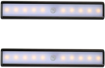 2 Pack Wireless Motion Sensor Night Light SHERRY Under Cabinet Closet LED Lighting Rechargeable Battery Powered Magnetic Strip Lights Stick-on Anywhere Design (Warm White)
