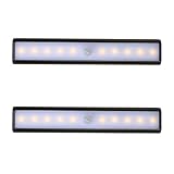 2 Pack Wireless Motion Sensor Night Light SHERRY Under Cabinet Closet LED Lighting Rechargeable Battery Powered Magnetic Strip Lights Stick-on Anywhere Design (Warm White)