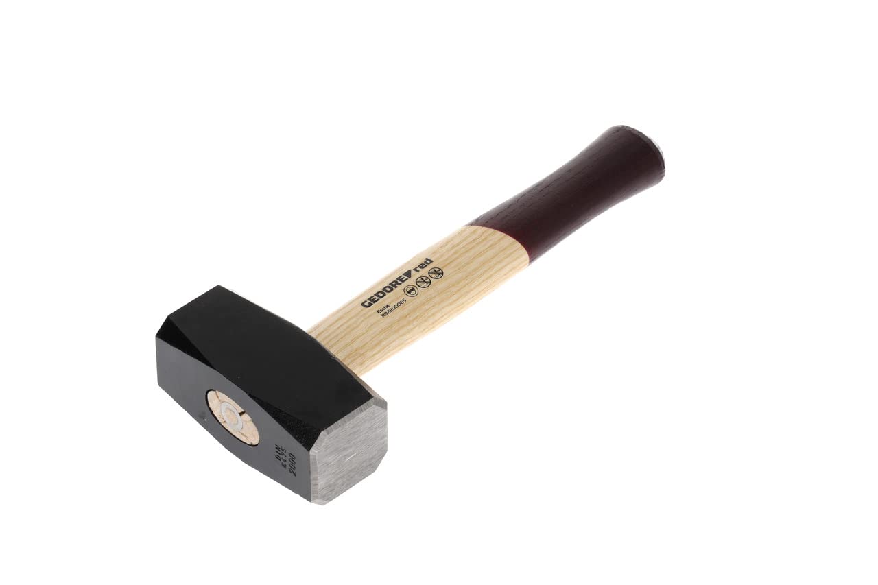 GEDORE red Sledgehammer with wooden handle, 2000 g head weight, Hammer with ash wood handle, Tool, Forged, Ring wedge, R92200065