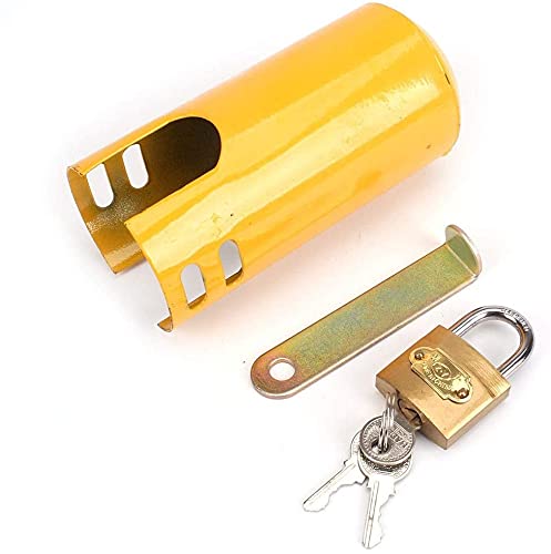 Water Faucet Lock Outdoor/Kitchen/Garden Hose Tap Metal System, Child-Proof Anti-Theft Metal Protection Cover, Water Conservation (Yellow)