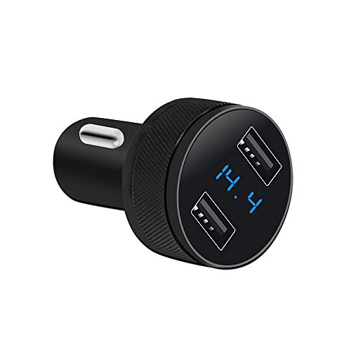 Car Charger, XINBAOHONG Fast Charge Metal Dual USB 4.8A Car Adapter LED Display Car Voltage Detector Flush Fit for X/8/7/6s/Plus iPad Pro/Air 2/Mini Galaxy S7/S6/Edge/Plus and More (Black) - Thumbnail 7