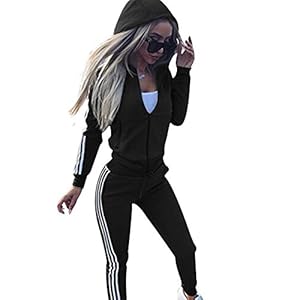 Women Tracksuit Long Sleeve Zip Up Hooded Sweatshirt Hoodies + Pants Joggings Suit Sport Yoga Gym Workout Outfit Playsuit 3 Colors