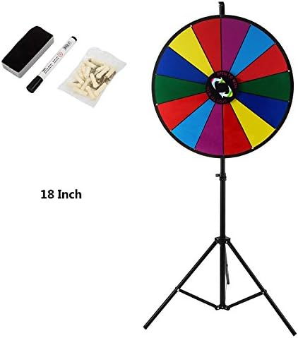 Superland 24 Inch or 18 Inch Tabletop Color Prize Wheel with Folding Tripod Floor Stand 14 Slots Dry Erase