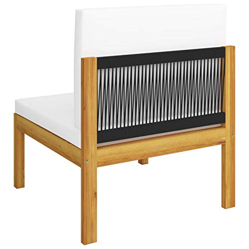 Tidyard 12-TLG. Garten-Lounge-Set mit Kissen Garten-Palettensofa-Set Gartensofa Loungecouchsofa Sitzgarnitur Sitzgruppe Gartengarnitur Gartenmöbel Cremeweiß Massivholz Akazie für Garten,Terrasse – Bild 8
