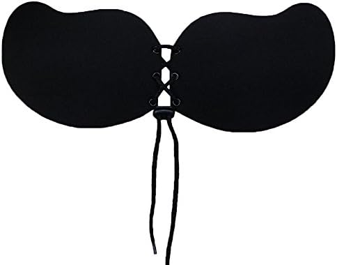 IVERIRMIN Self Adhesive Silicone Bra Sexy Push Up Invisible Backless Strapless Bras For Women, Black-B