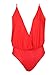 Choies Women's Wrap Spaghetti Strap Cross Back Solid Bodysuit,Red,Small