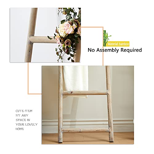 FUIN Fully Assembled 6 Ft Bamboo Blanket Ladders Wood Decorative Wall