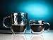 Double Wall Insulated Glass Coffee Mugs Set of 2 with Large 14oz and Small 4.5oz. With Handles for Espresso, Tea, Cappuccino, Hot Chocolate. Durable, Safe, Professionally Packed