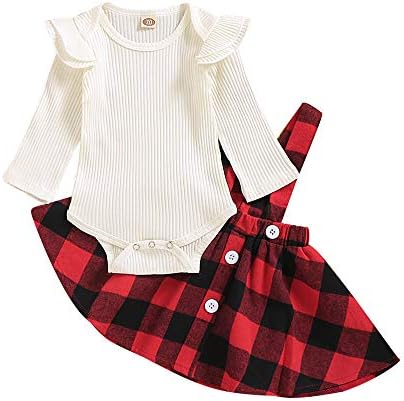 Newborn Baby Girl Clothes Toddler Short Sleeve Outfits Ruffle Romper Top Infant Suspender Skirt 2pcs Girl Overall Dress