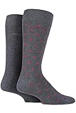 Hugo Boss Mens 2 Pair Combed Cotton Plain and Spotty Socks 9.5-12 Medium Grey