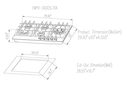 6 Empava+Burners+Cooktop+Tempered+EMPV+30GC5L70A