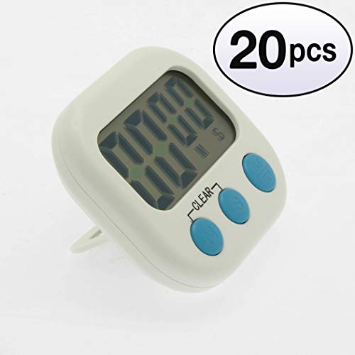 GOWOS (20 Pack) Digital Kitchen Timer, Big Digits, Loud Alarm, Magnetic Backing, Stand, White - Thumbnail 4