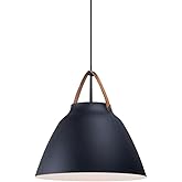 Maxim Nordic-One Light Pendant-19 Inches Wide by 17.75 inches high-Tan Leather/Black Finish -Traditional Installation