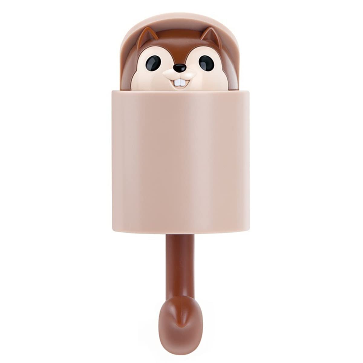 Adhesive Hook, Squirrel Shape Hook for Living Room, Bedroom, Bathroom, Kitchen, Cute Cartoon Creative Home Decoration Wall Hook (Brown)