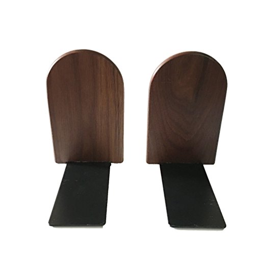 1Pair Simple Style Black Walnut Wood Bookends Bookend For Library School Study Home Office Gift (Round) - Thumbnail 6