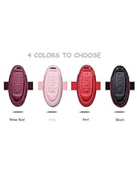 WAFERN - Funda de piel para llave de Nissan Infiniti, sin llave, Smart Key Case, 4 botones (para G series G25 G37 JX35 Q series Q50 Q60S Q70L QX EX FX M)