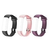 LETSCOM Replacement Bands for Fitness Tracker ID115U or ID115UHR, 3 Pack (Black, Pink, Purple)