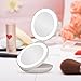 LED Lighted Travel Makeup Magnifying Mirror, 1X/5X Double Sided Compact Folding LED Lighted Mirrors,Lightweight and Portable for E-Z use, Pocket Vanity/Cosmetic Mirror (White)