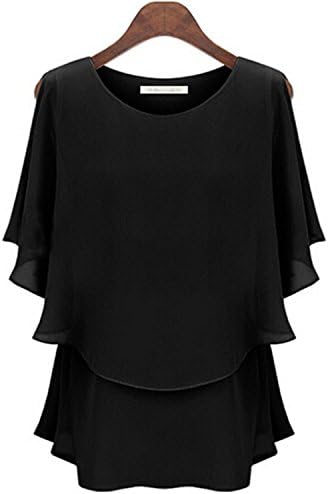 Owind Plus Size Ruffled Sleeve Waisted Chiffon Blouse