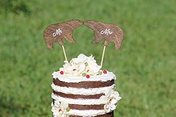 Bear Cake Topper Cupcake Topper Personalized Wedding Shabby Chic