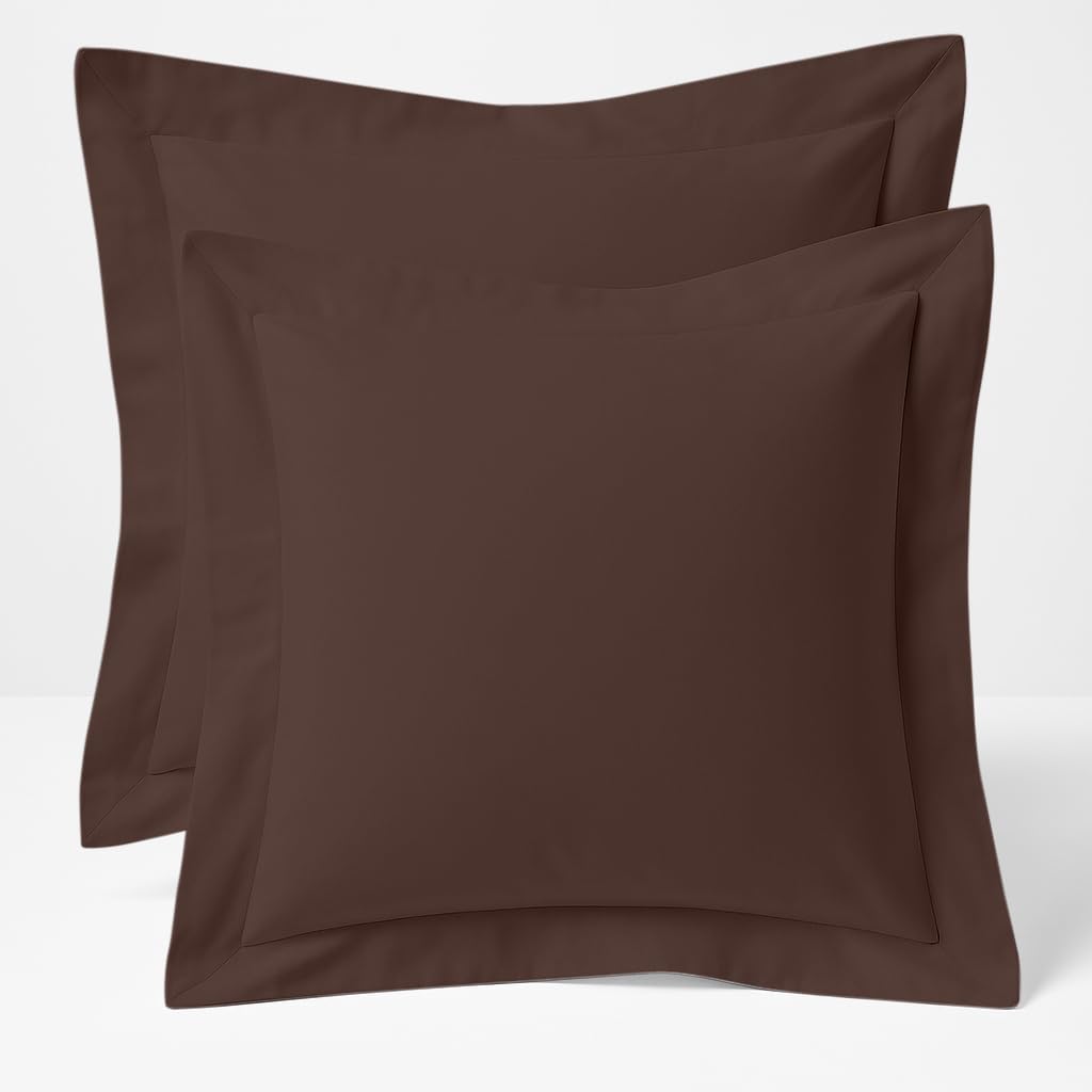 Comfort Beddings Heavy Quality 600 Thread Count 100% Egyptian Cotton Oxford Pillow Cases Pack Of 2 - Chocolate Brown (Square/Continental (60cm x 60cm)