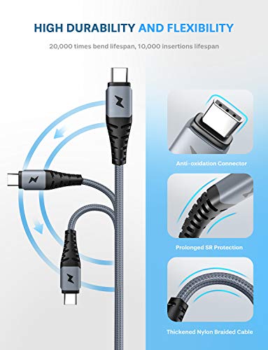 TOPELEK USB C to USB C Cable, 100W Fast Charging USB C Cable with 5Gbps 4K Video Data Transfer, Charger Cable for Samsung Galaxy S10 S9, MacBook Pro/Air, iPad Pro, Google Pixel, Huawei P30 Pro, 6.6FT - Thumbnail 4