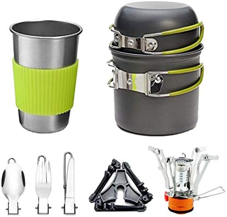 Grineka アルミクッカー クッカーセット キャンプクッカー セット キャンプ用品 アウトドア調理器具 登山用鍋 収納袋付き 1 2人に適応 小型 軽量 キャンプクッカー クッカーセット ミニガスバーナー コンパクト ポータブル キャンプ調理器具 7pcsセット 屋外 ピクニック