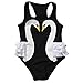 Charm Kingdom Kids Toddler Girls Swan Print One Piece Swimsuits Ruffle Bathing Suit Beachwear (28 (2-3 Years), Black)