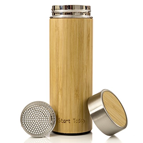 Start Today Stainless Steel Strainer Bamboo Travel Mug