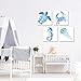 TEXTURE OF DREAMS Watercolor Sea Animals Painting on Canvas Wall Art, Sea Turtle Seahorse Crab Jellyfish, Blue Ocean Theme Baby Nursery Boy Room Wall Decor Baby Shower Gift, 4 Pack (14