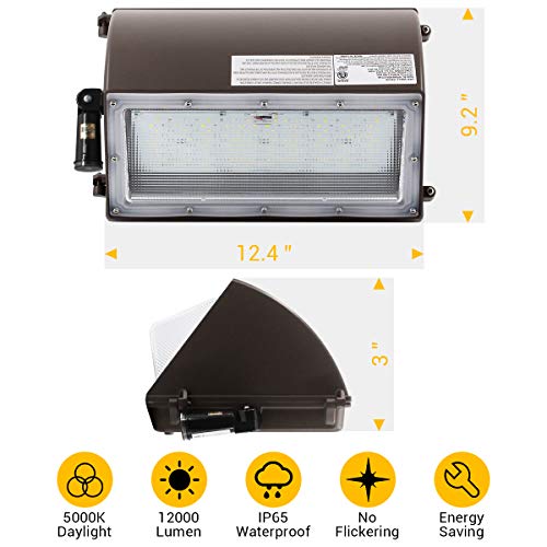 BWL Led Wall Pack Lights, 100W 12000LM Dusk to Dawn Light, 120277V