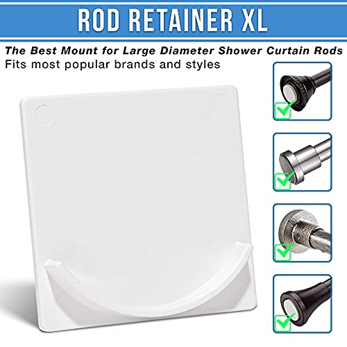Adherion ExtraLarge Adhesive Shower Curtain Rod Holder Rod Retainer