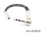 CablesOnline 4inch 3.5mm Stereo Female to 1/4inch (6.35mm) Professional Premium Grade Stereo Right Angle Plug Audio Adapter, AV-A33CR