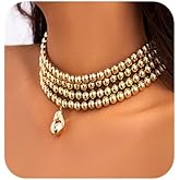fxmimior 4 Tier Boho Women Multilayer 1920s Necklace Chunky Dainty Beads Layered Choker Necklaces Handmade Beads Fashion Chunky Pendant Multilayer Adjustable Layering Chain Necklaces for Women